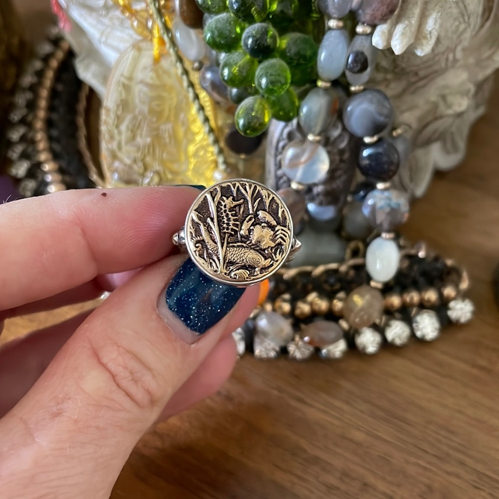 Gorgeous Ocean Themed Button Ring. - image 4